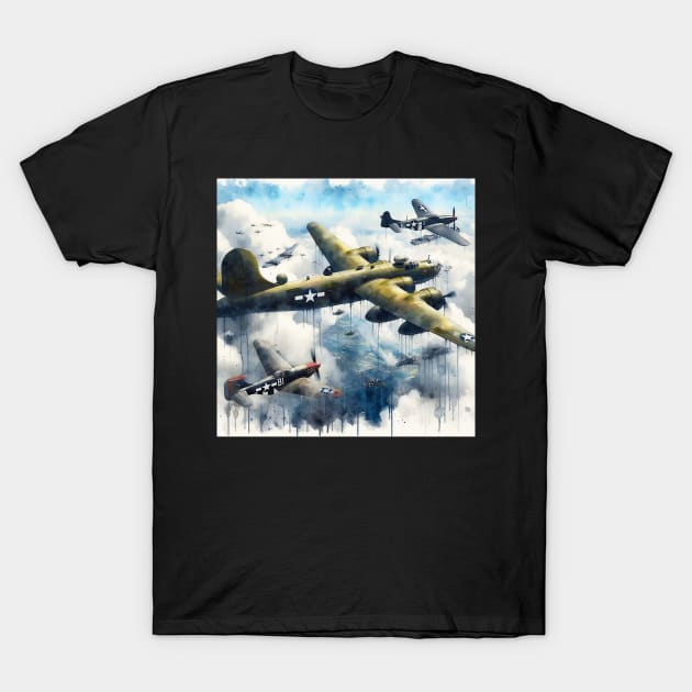 Fantasy illustration of WWII aircraft in battle T-Shirt by WelshDesigns